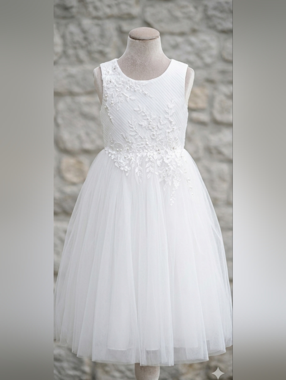 Tip Top Kids White Floral Embellished Dress